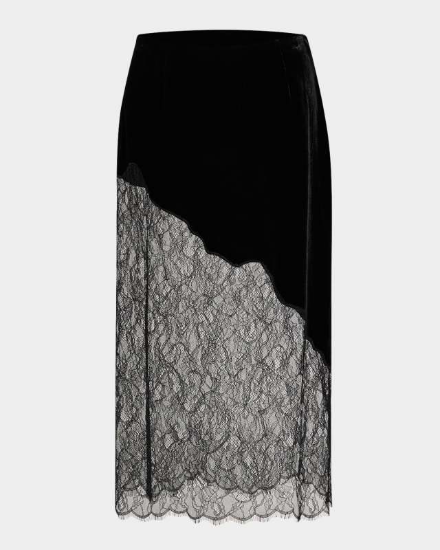 Velvet Lace Midi Skirt